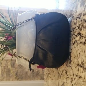 Fossil Small Leather Black Purse with Chain Strap